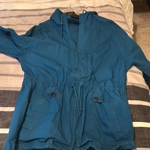 LL Bean Blue Cotton Long Sleeve Full Zip Pockets Hooded Jacket Size large - Picture 7 of 10